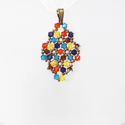 Pendant 30cm - Xochitl Rhombus S-Yellow Organza - Pendant 30cm - Laiton bronze